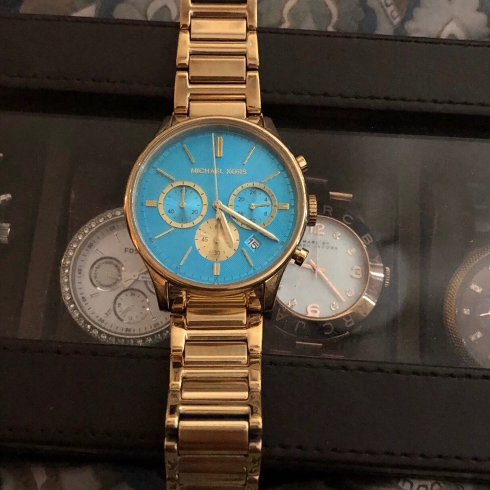 Gold with Turquoise face Michael Kors watch